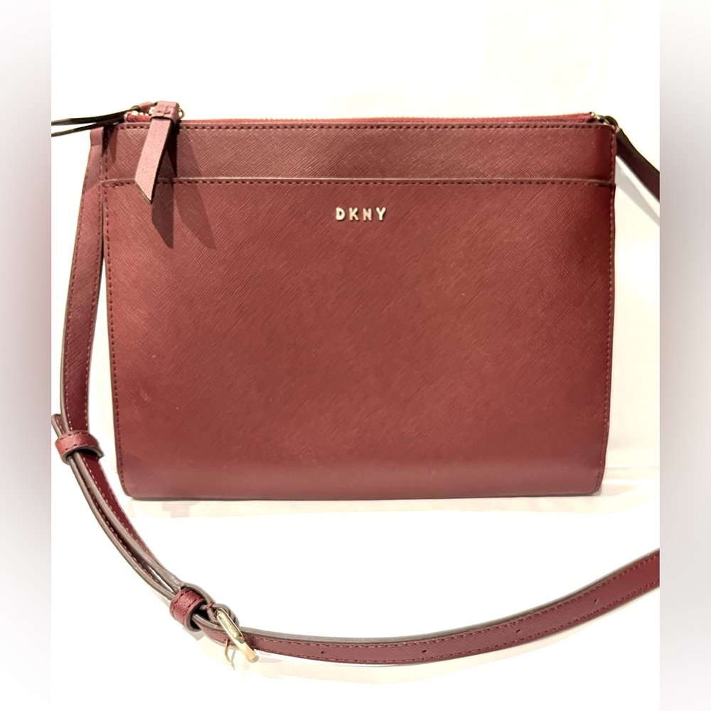 DKNY Burgundy/Red-Brown Handbag Crossbody Purse Vegan